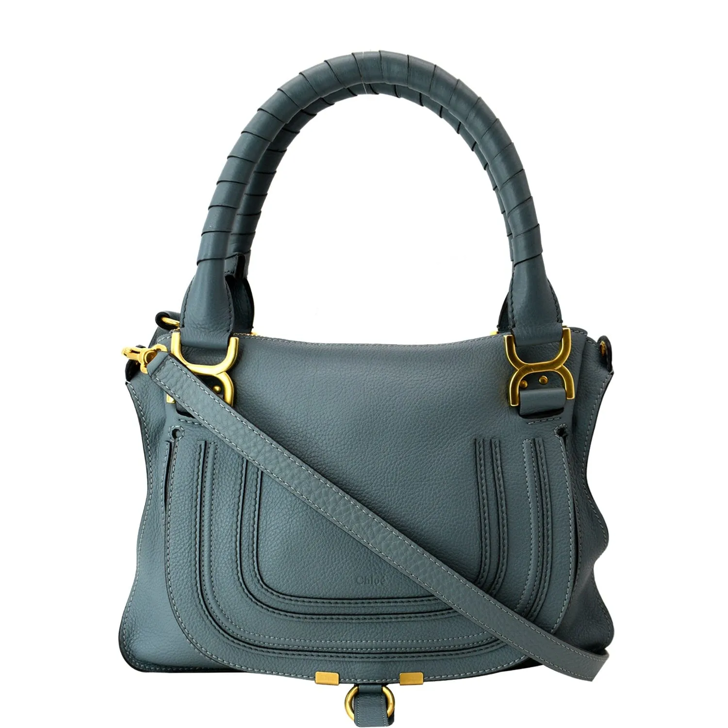 CHLOE Marcie Medium Leather Shoulder Bag Light Blue