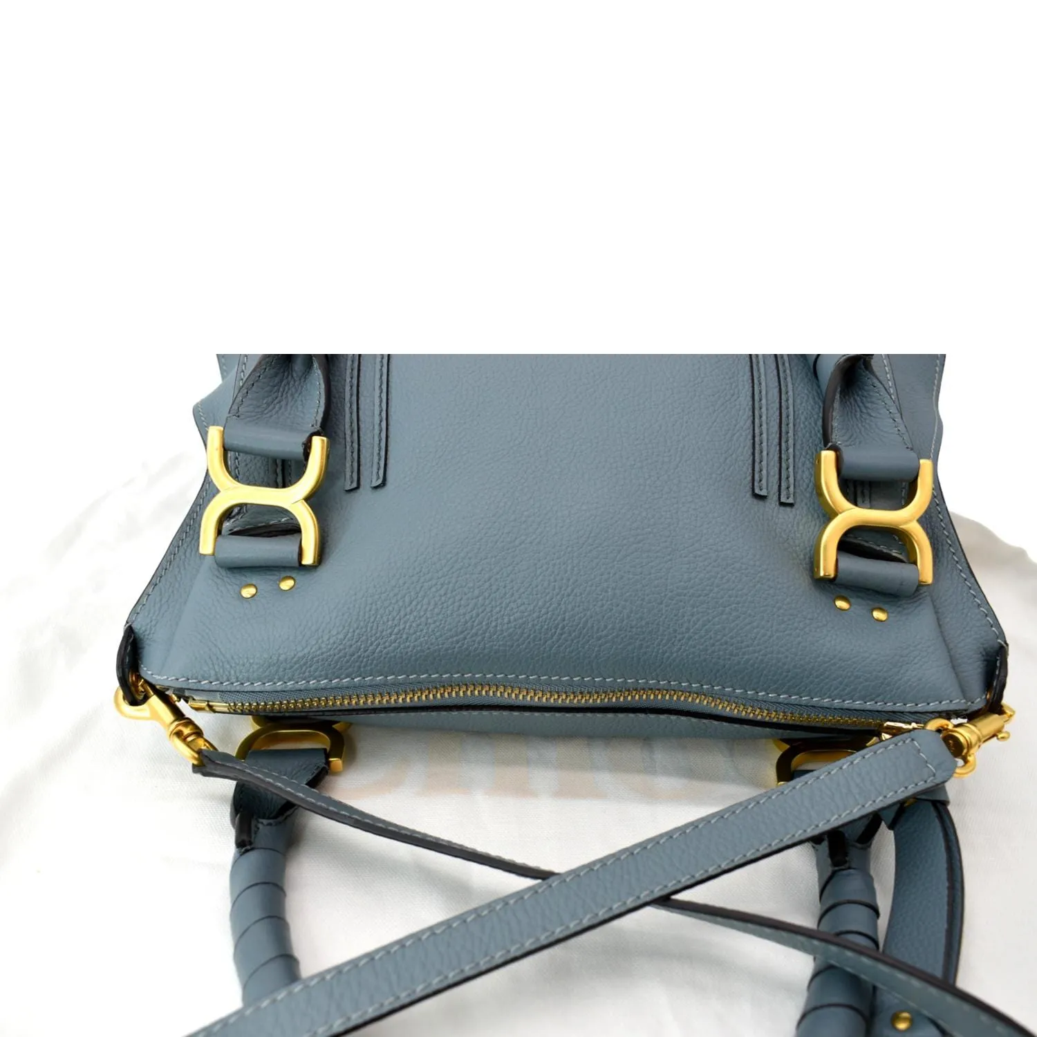 CHLOE Marcie Medium Leather Shoulder Bag Light Blue