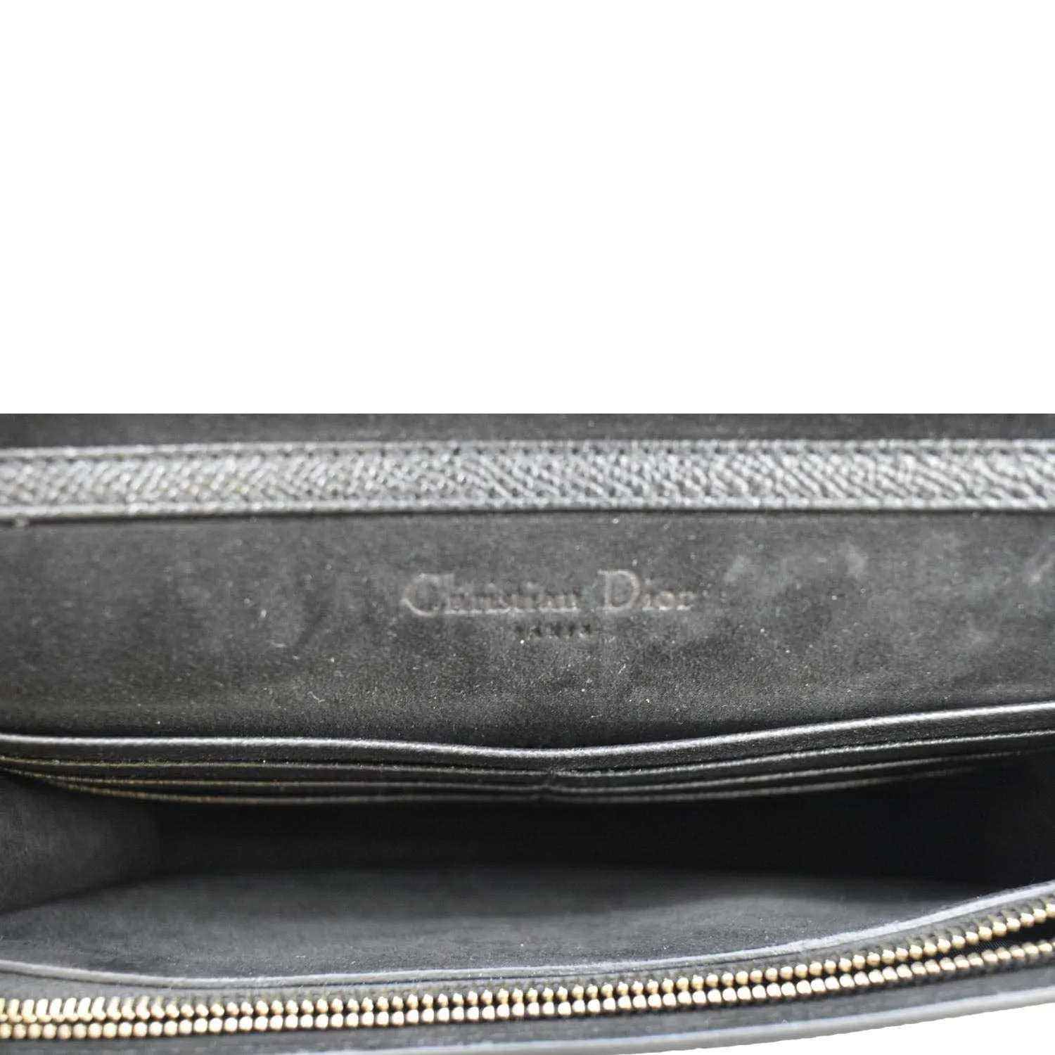 CHRISTIAN DIOR Long Saddle Leather Crossbody Chain Wallet Black