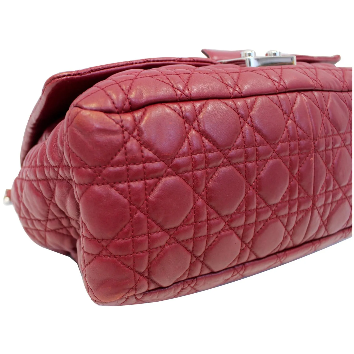 CHRISTIAN DIOR Medium Flap Cannage Leather Shoulder Bag Red