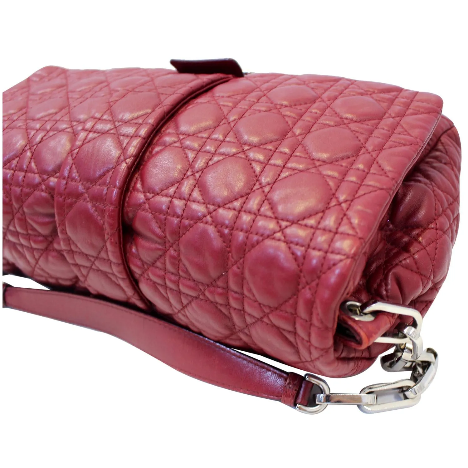 CHRISTIAN DIOR Medium Flap Cannage Leather Shoulder Bag Red