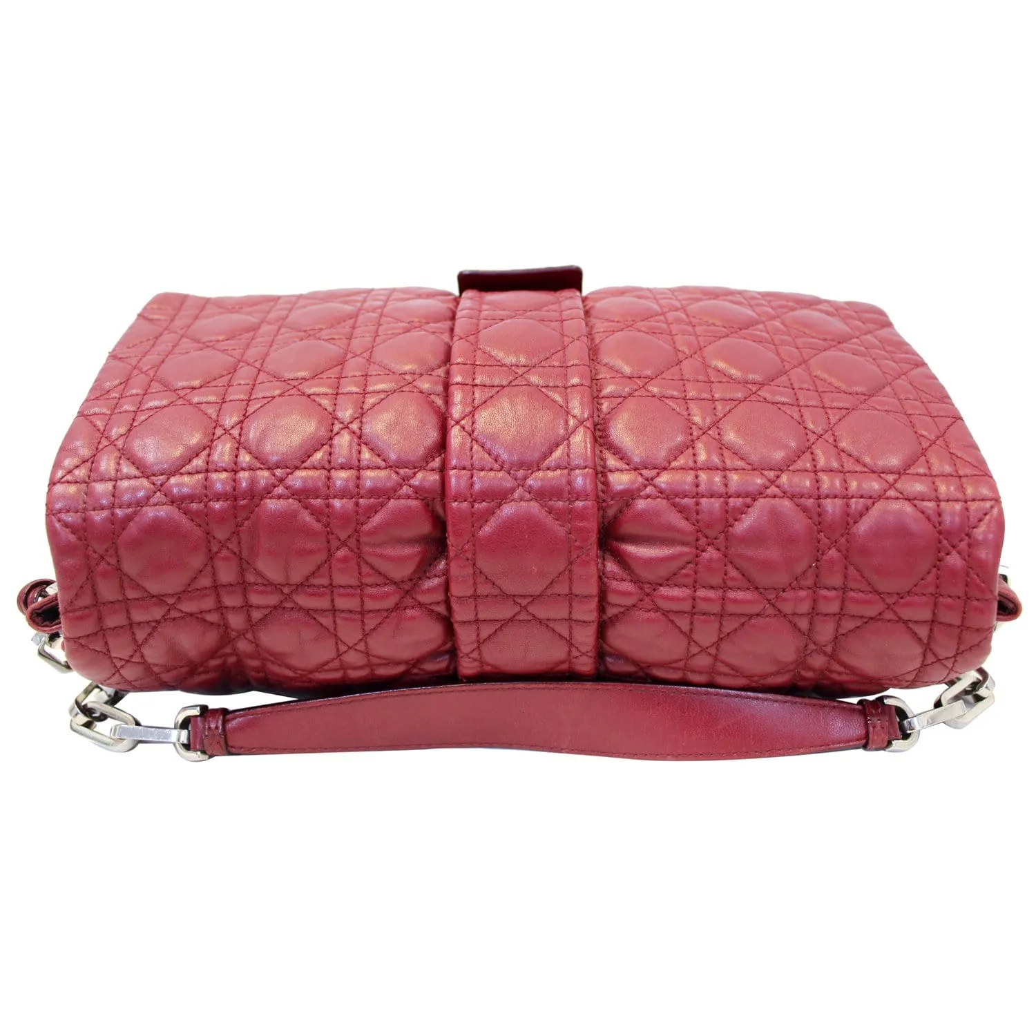 CHRISTIAN DIOR Medium Flap Cannage Leather Shoulder Bag Red