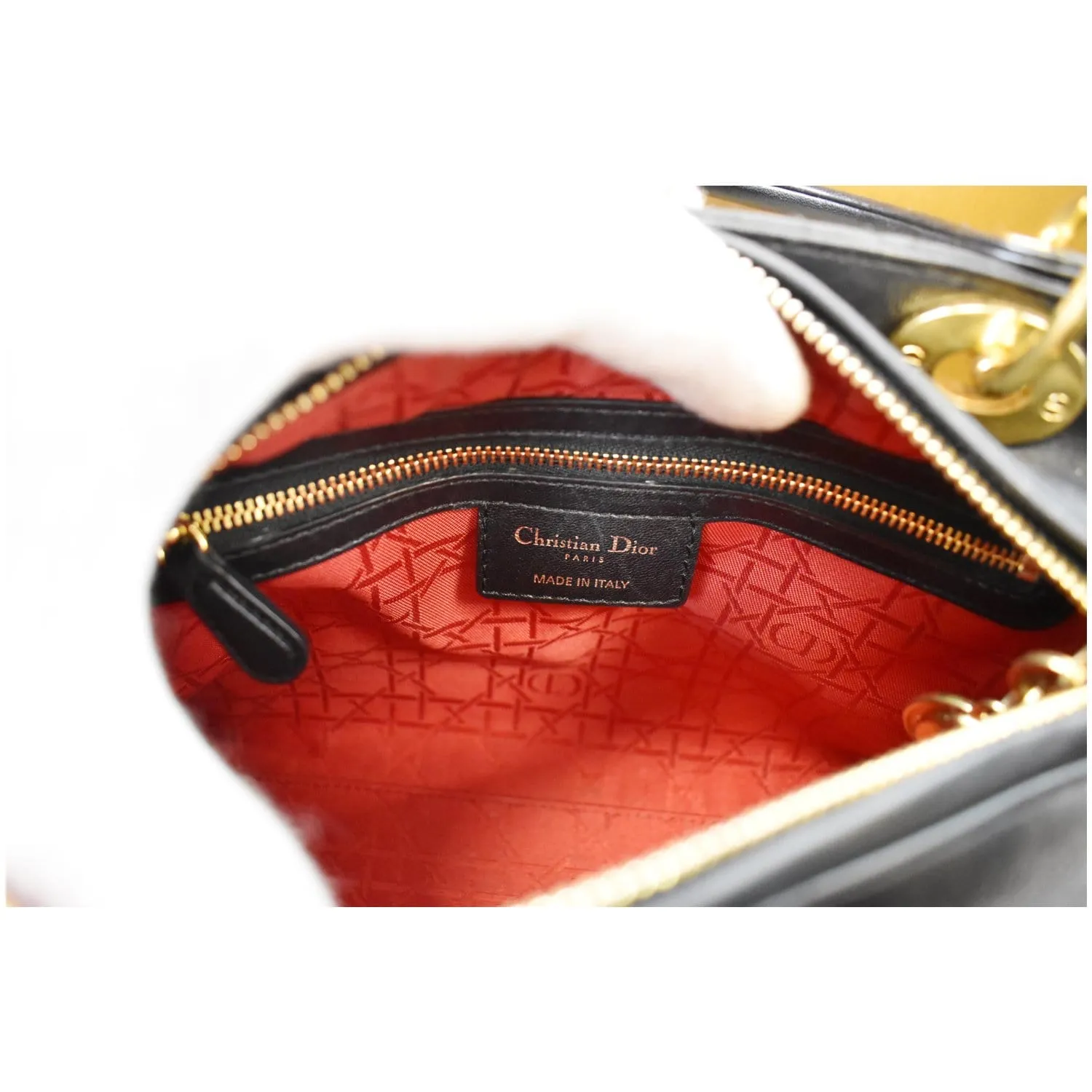 CHRISTIAN DIOR Medium Lady Dior Lambskin Shoulder Bag Black