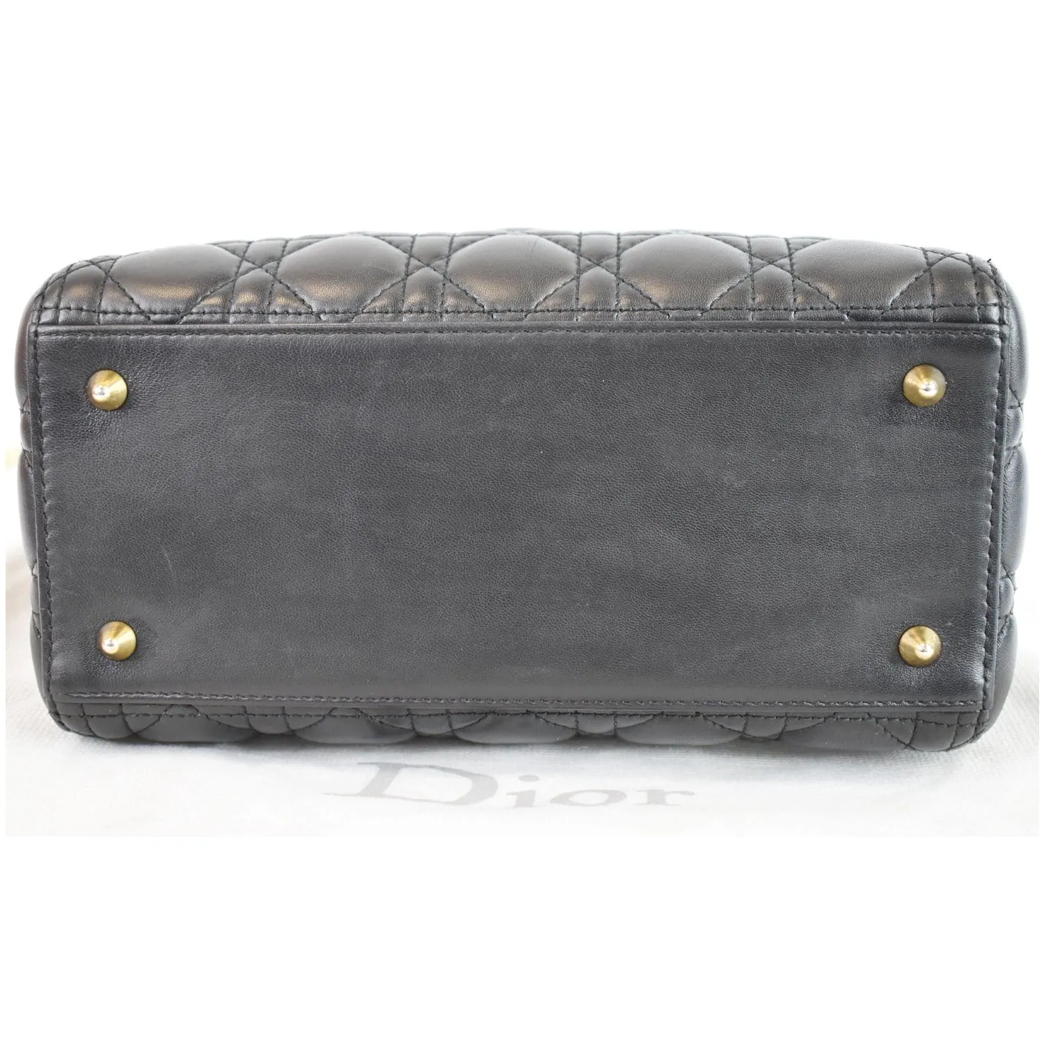 CHRISTIAN DIOR Medium Lady Dior Lambskin Shoulder Bag Black