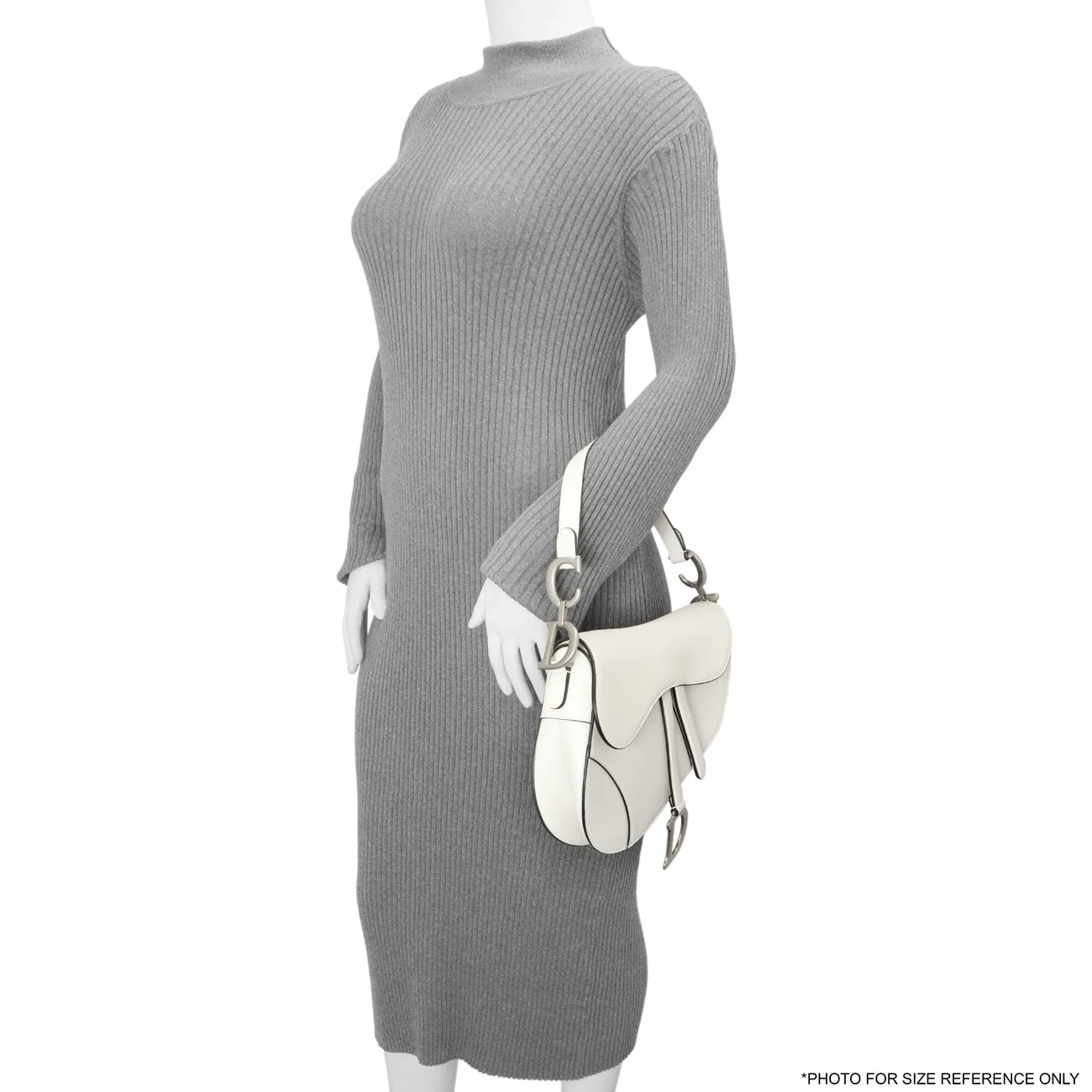 Christian Dior White Calfskin Saddle Bag