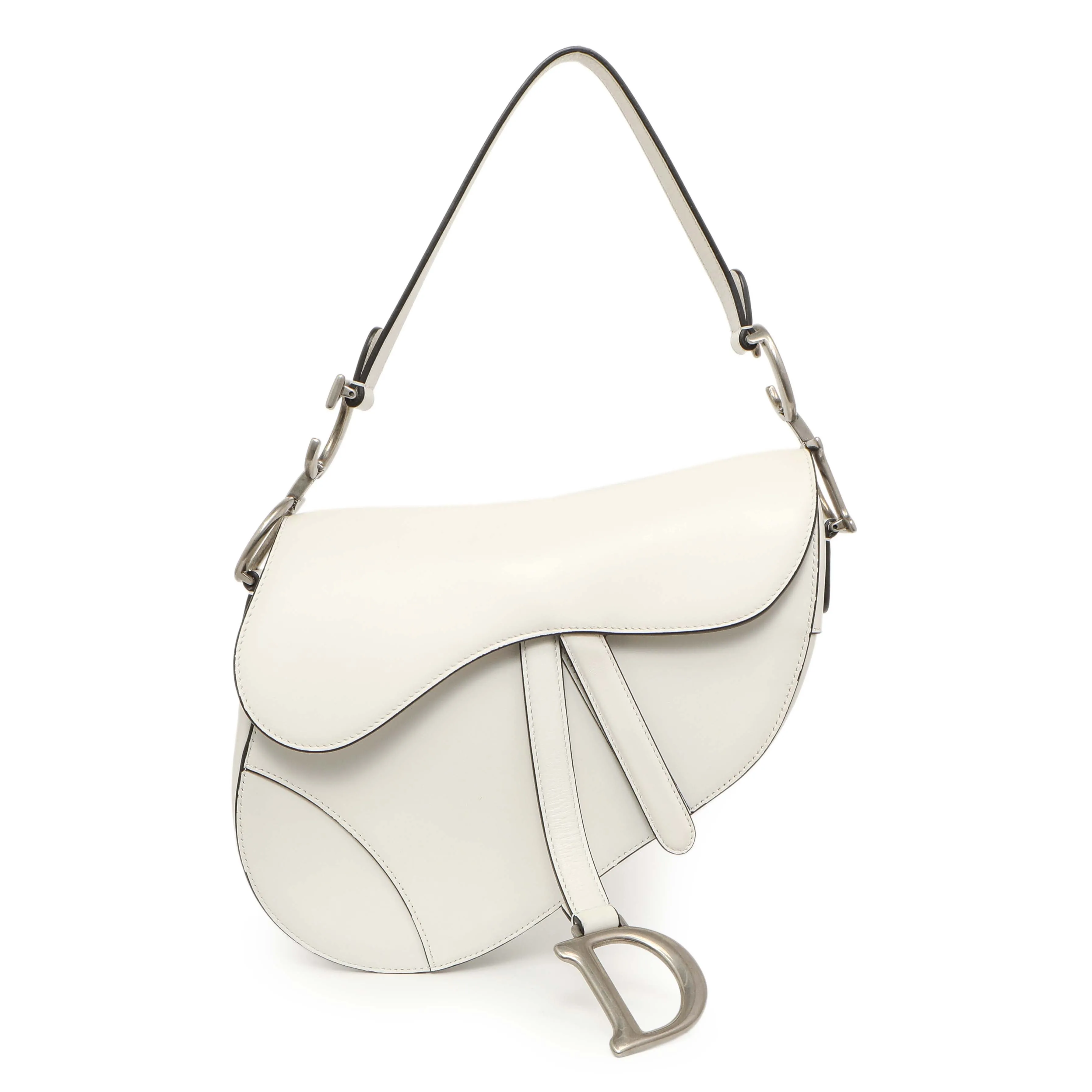 Christian Dior White Calfskin Saddle Bag