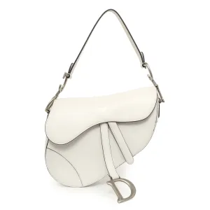 Christian Dior White Calfskin Saddle Bag