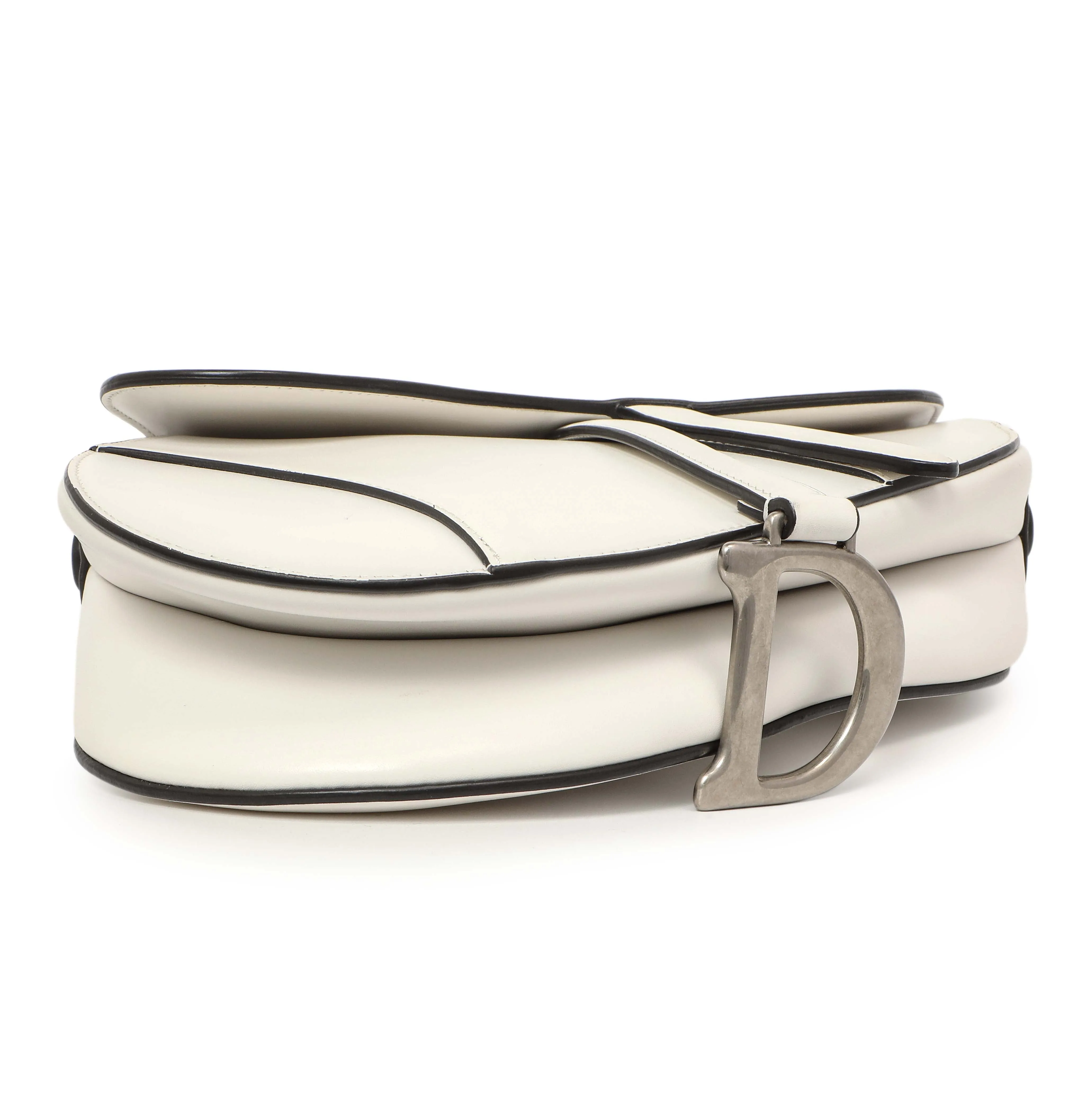 Christian Dior White Calfskin Saddle Bag