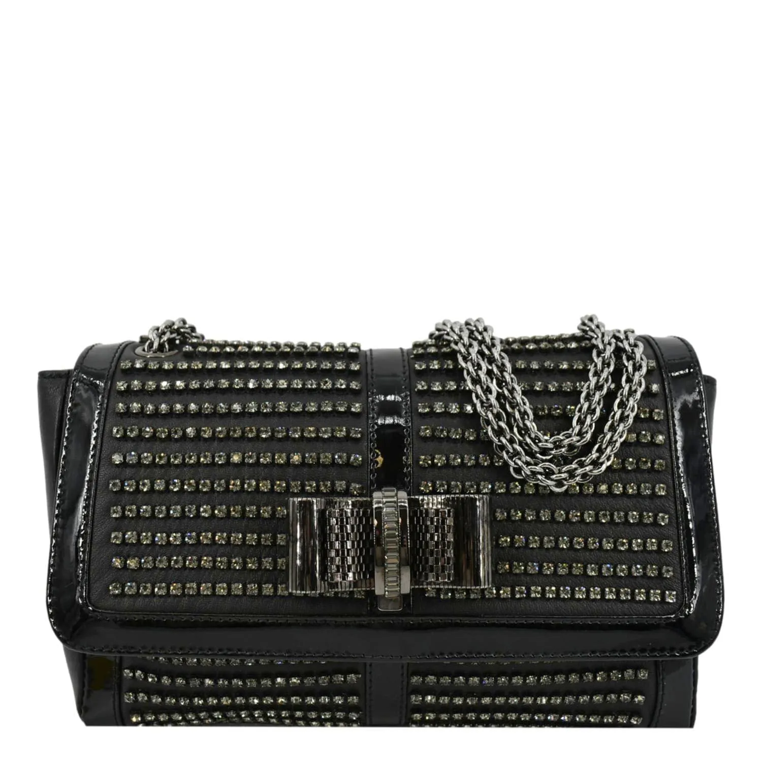 CHRISTIAN LOUBOUTIN Charity Studded Leather Shoulder Bag Black
