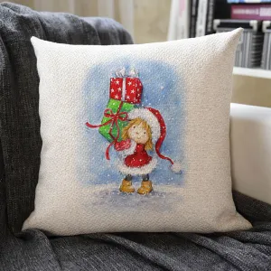 Christmas Themed Linen Pillowcase
