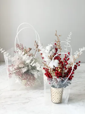 Clear Flower/gift Bag with handle-square bottom