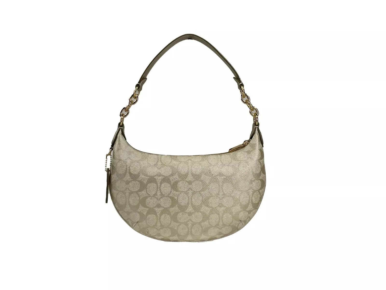COACH Payton Signature PVC Leather Shoulder Bag Champagne Gold