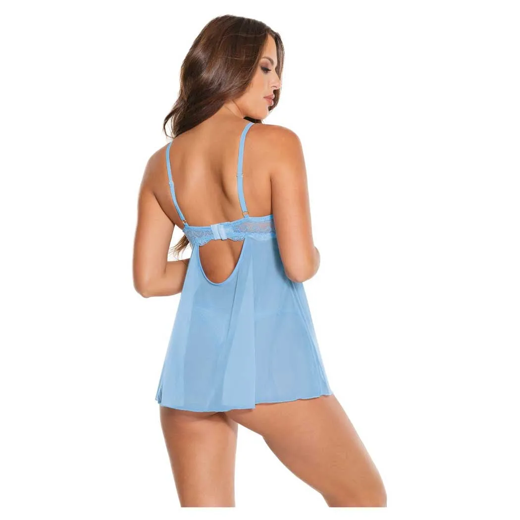 Coquette Babydoll and Thong with Back Ruching