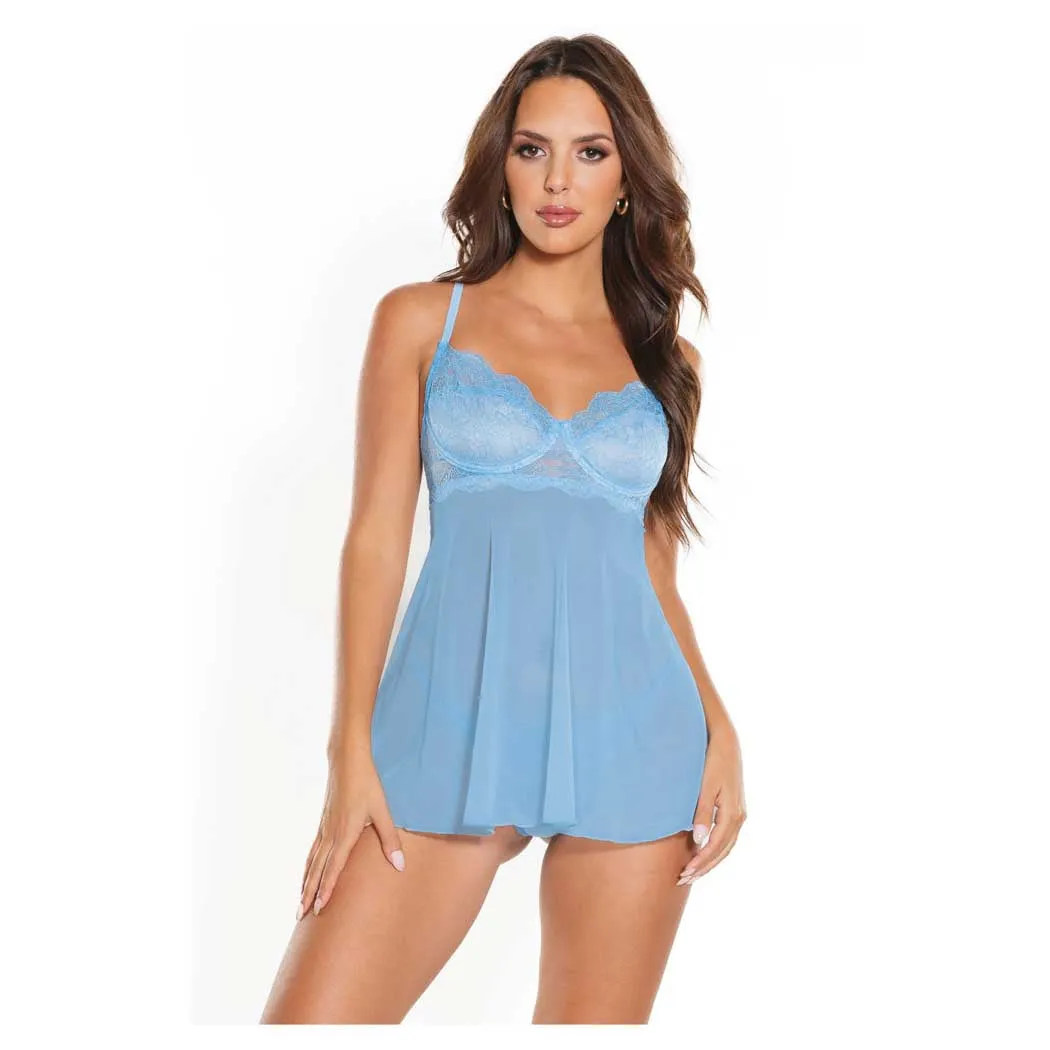 Coquette Babydoll and Thong with Back Ruching