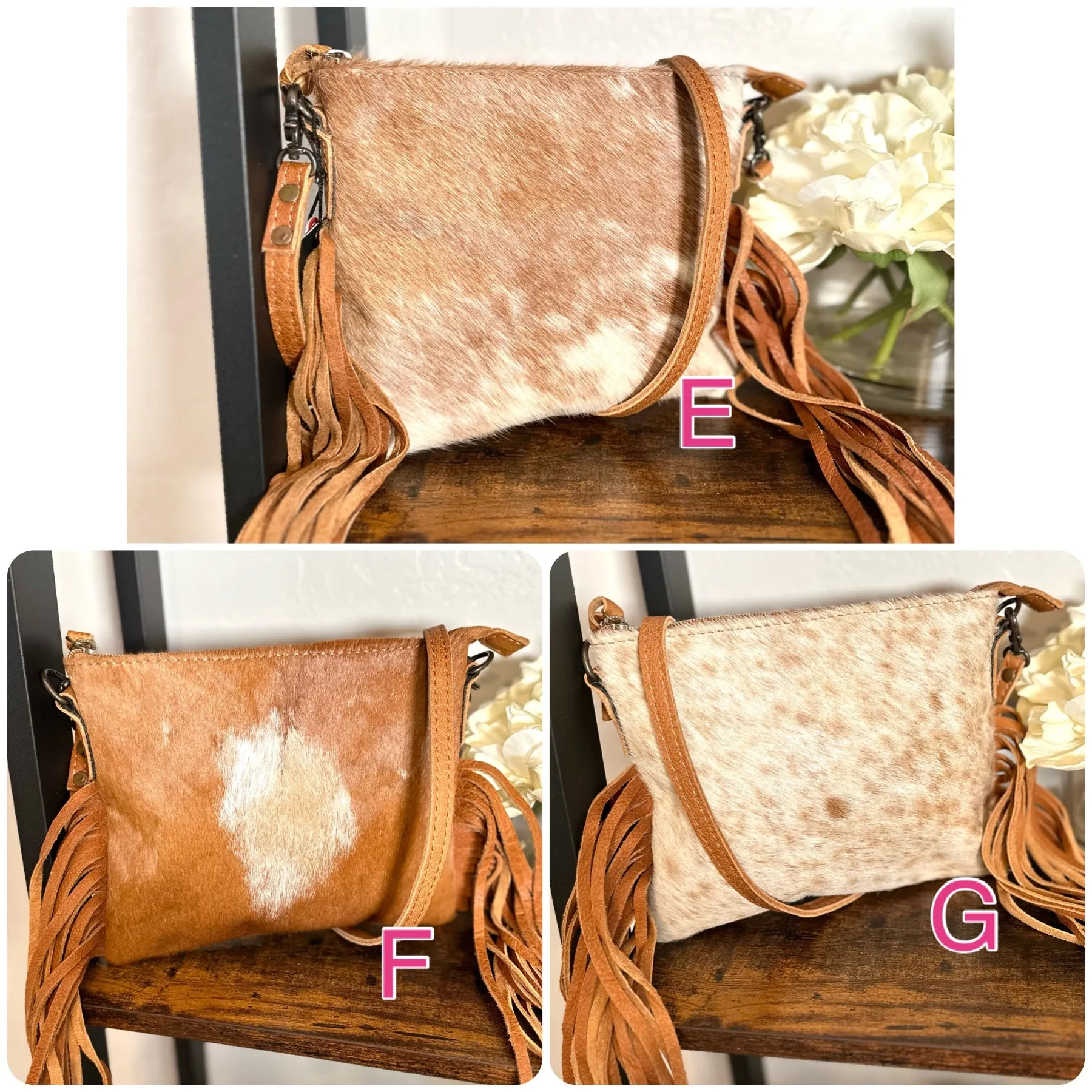 Cowgirl Weekend Light Brown Cowhide and Leather Fringe Handbag