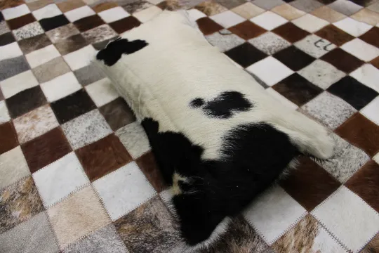 Cowhide Pillow 22"x12"  Black & White Cowhide Pillow Cover - New Cowskin Cushion Cover