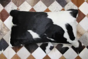 Cowhide Pillow 22"x12"  Black & White Cowhide Pillow Cover - New Cowskin Cushion Cover