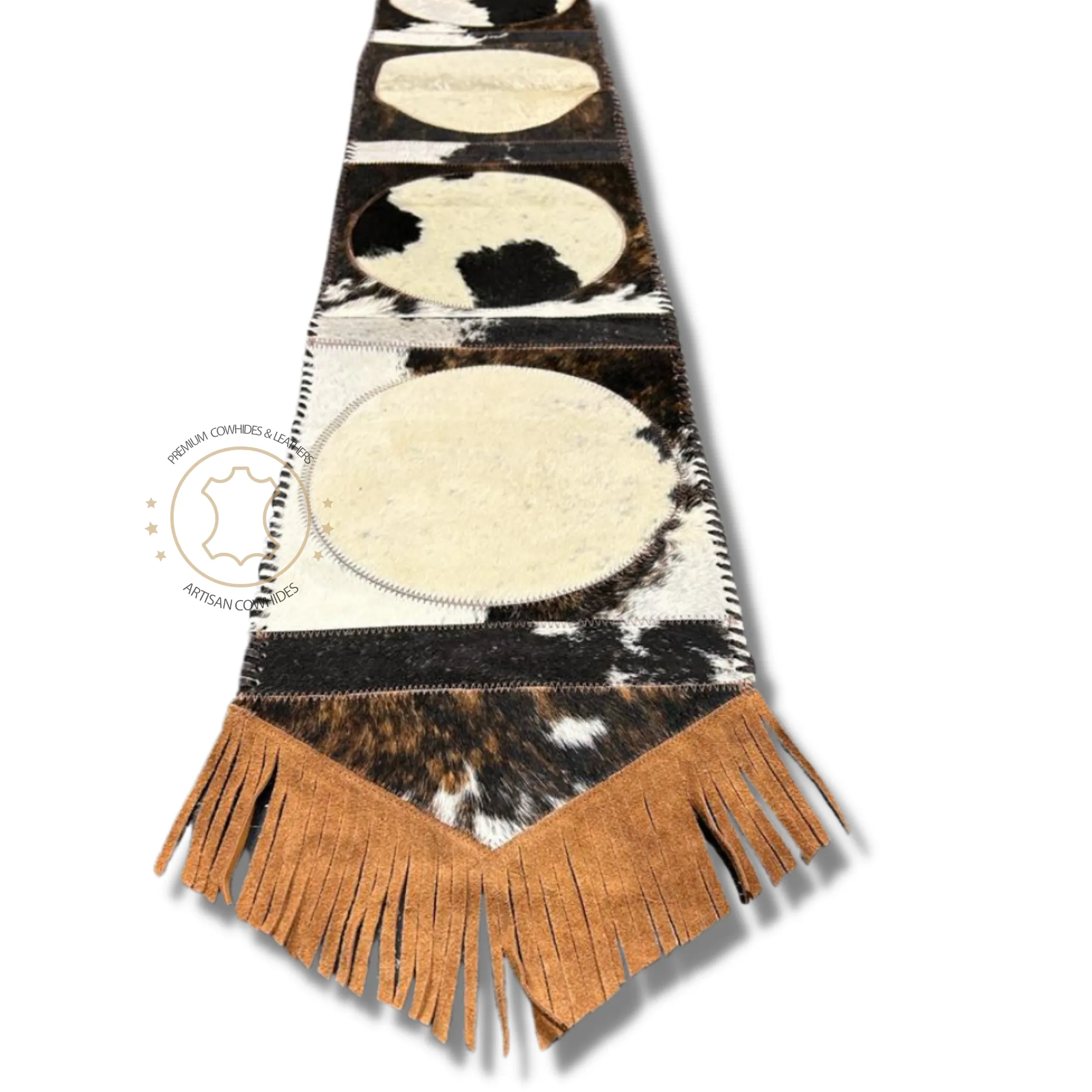 Cowhide Table Runner with Star pattern  - 7ft  Long - Table decor runner