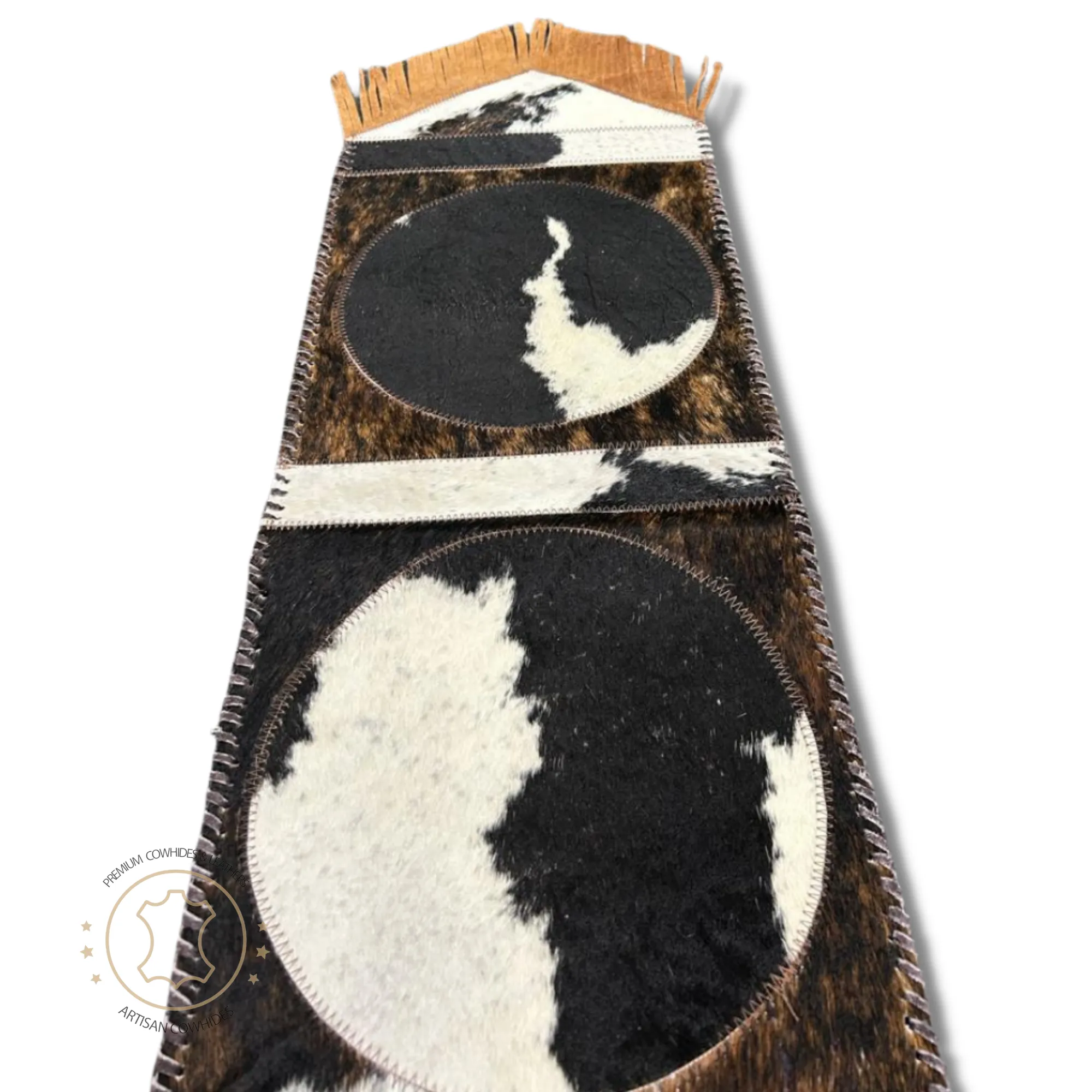 Cowhide Table Runner with Star pattern  - 7ft  Long - Table decor runner