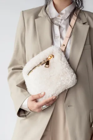 Cream Shearling Fanny Pack