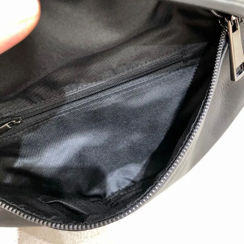Crescent Carry Leather Crossbody Bag Chest Bag - Black/Brown - One Size