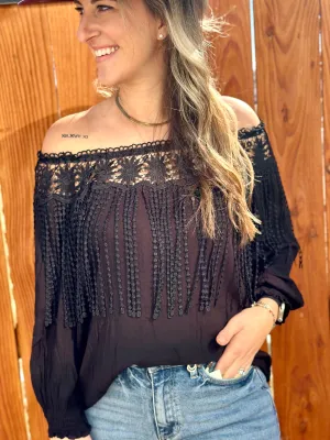 Crochet Detail Off-The-Shoulder Blouse