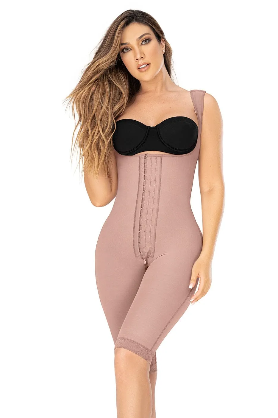 Cross Back Support Knee Length Shapewear