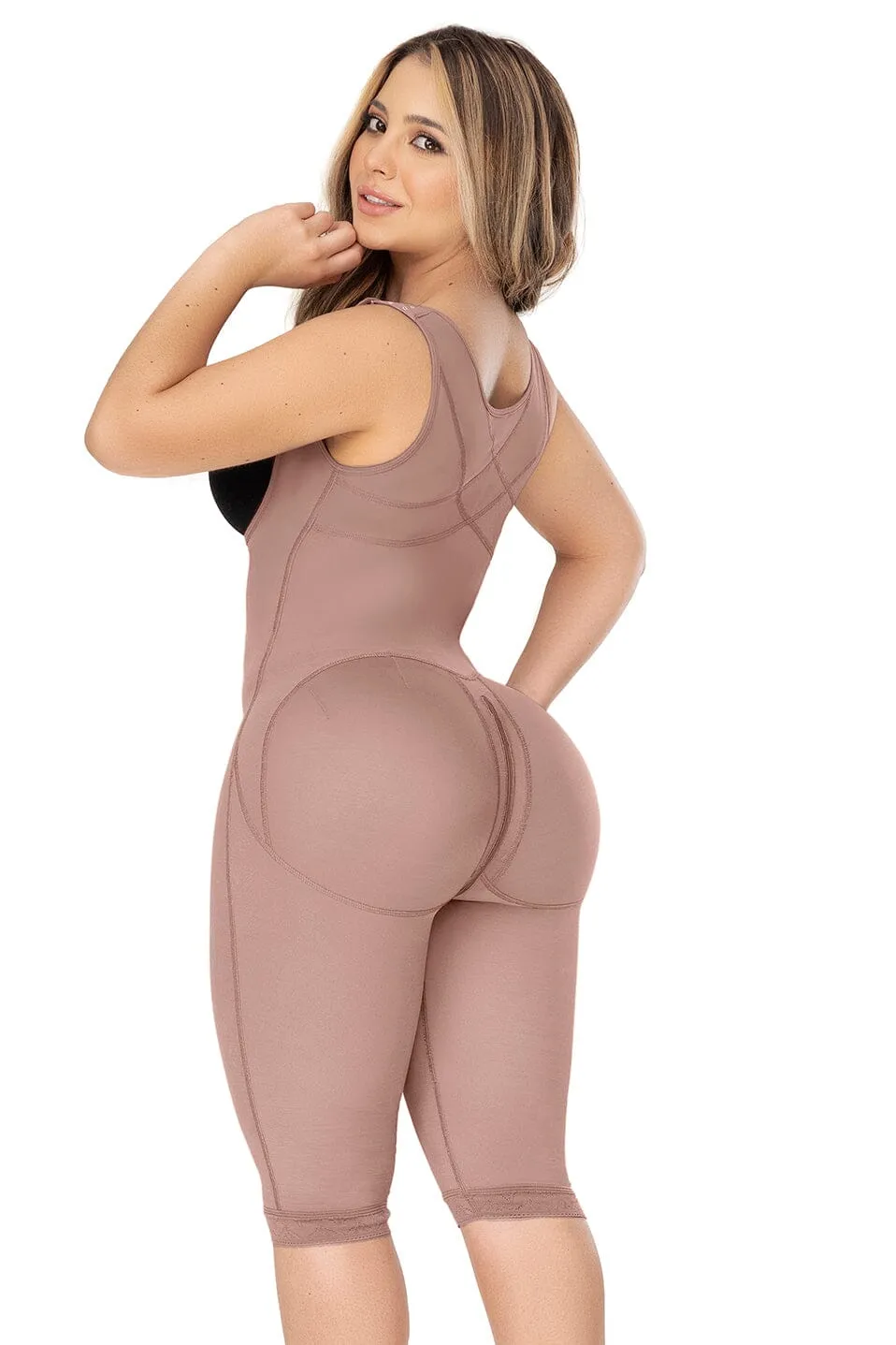 Cross Back Support Knee Length Shapewear