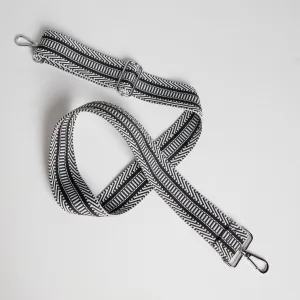 Crossbody Strap - Black & White Chevron (Silver Hardware)