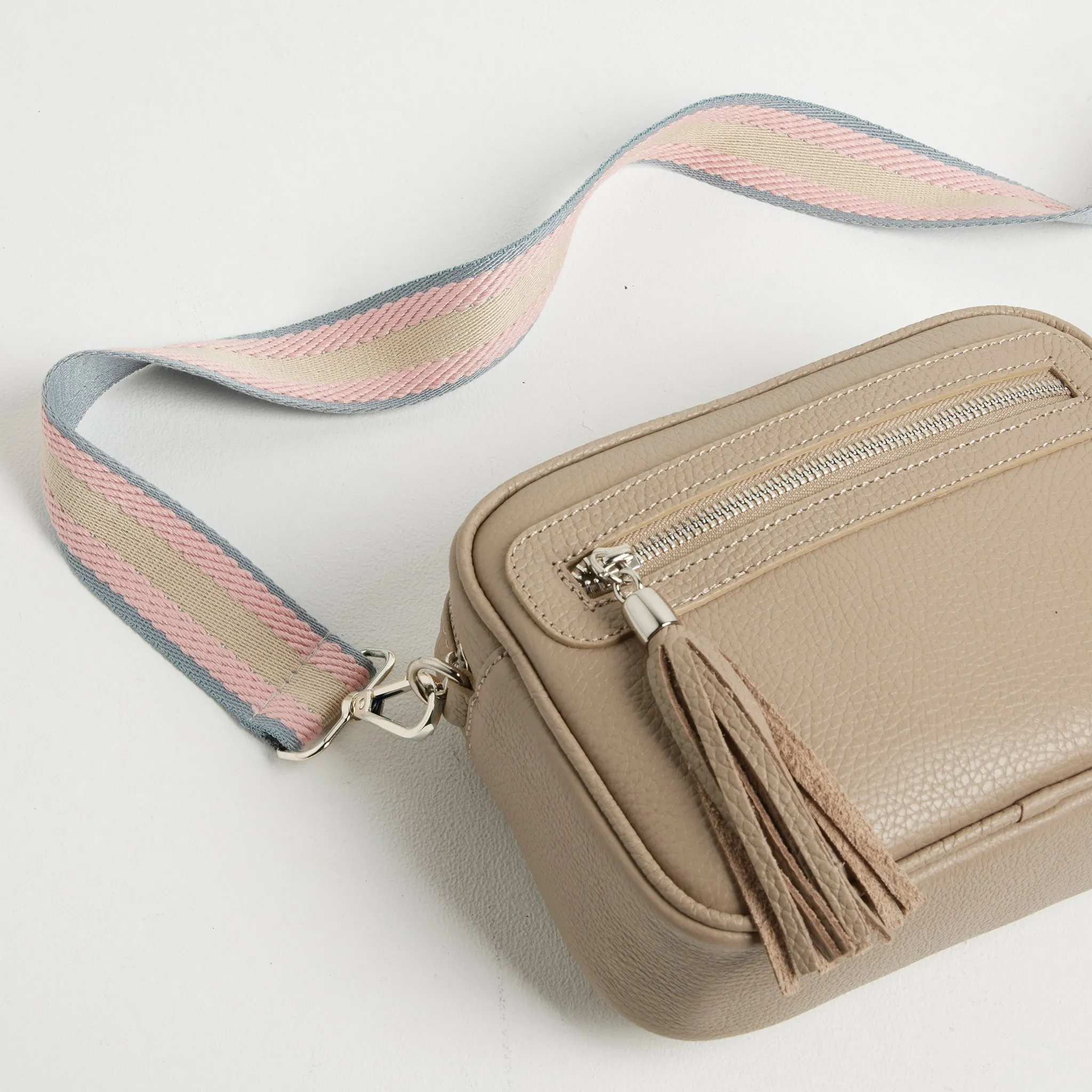 Crossbody Strap - Pastel Stripes (Silver Hardware)