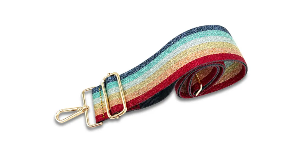 Crossbody Strap - Rainbow Stripe (Gold Hardware)