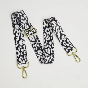 Crossbody Strap - White and Black Leopard Print (Gold Hardware)