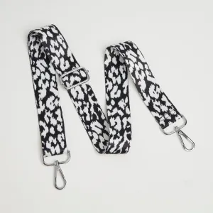 Crossbody Strap - White and Black Leopard Print (Silver Hardware)