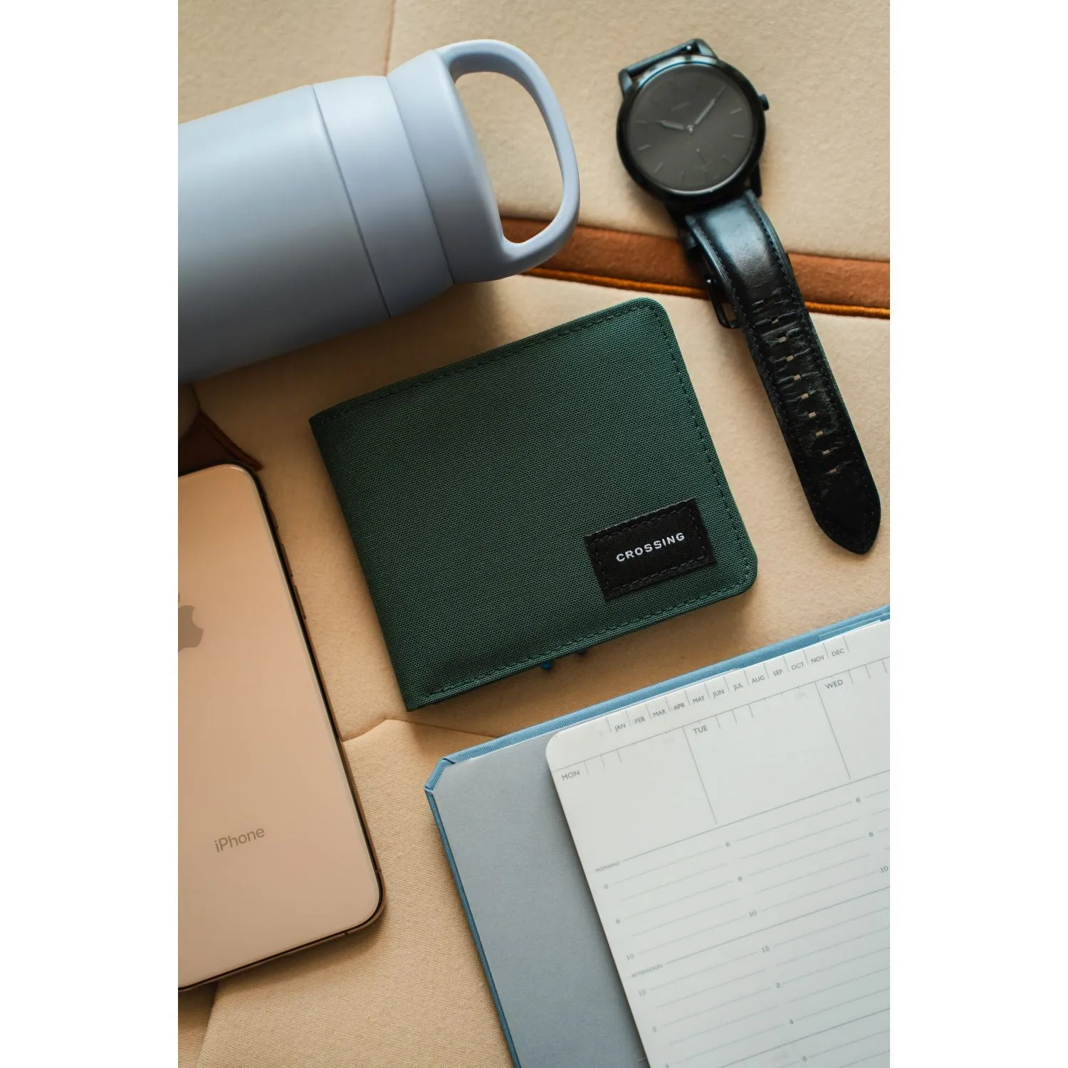 Crossing Bifold Wallet with Coin Pocket & Card Flap RFID