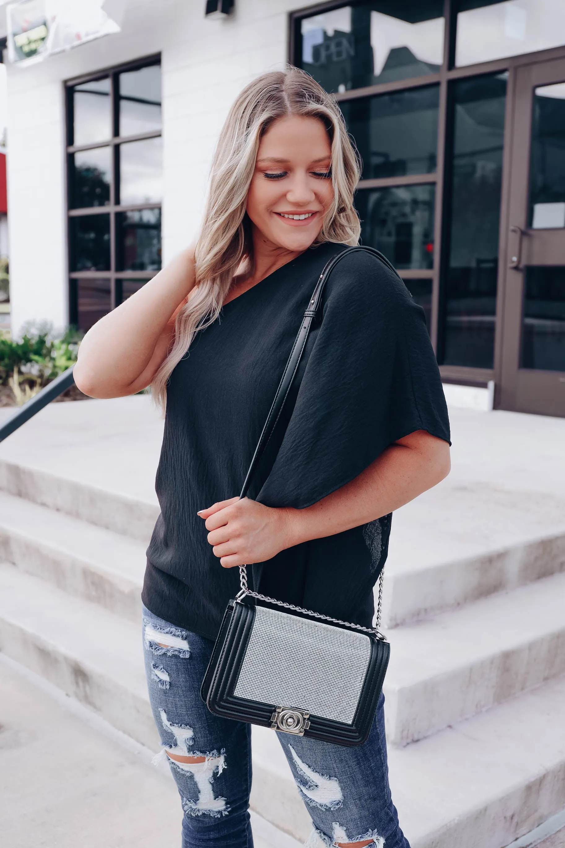 Crystal Crossbody - Blk Clear