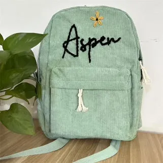 Custom Name Corduroy Backback