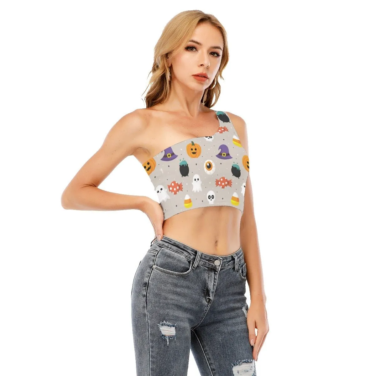 Cute Women's One-Shoulder Cropped Top