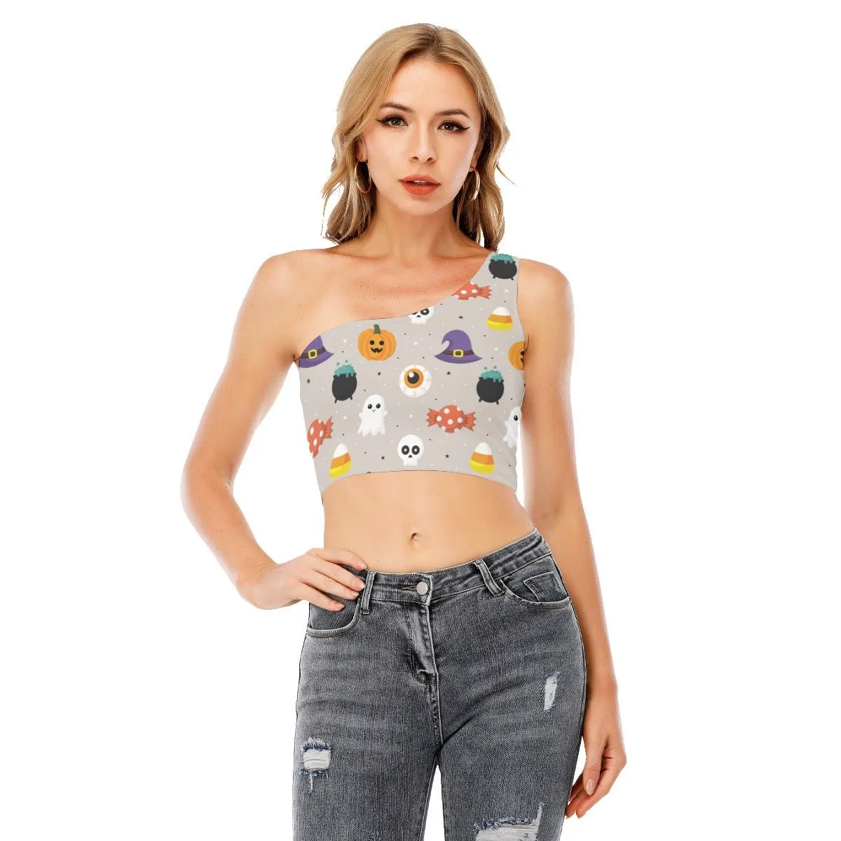 Cute Women's One-Shoulder Cropped Top