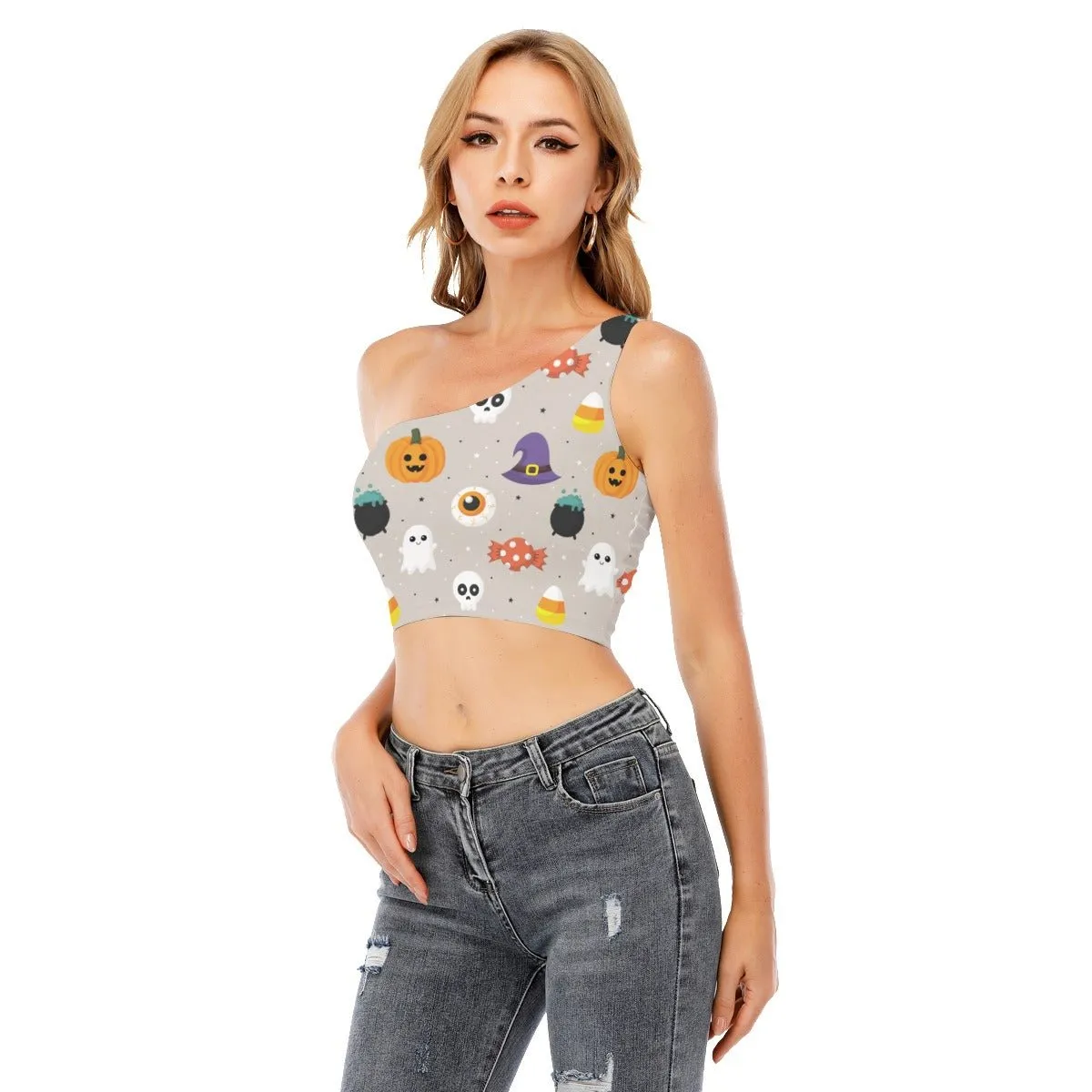 Cute Women's One-Shoulder Cropped Top