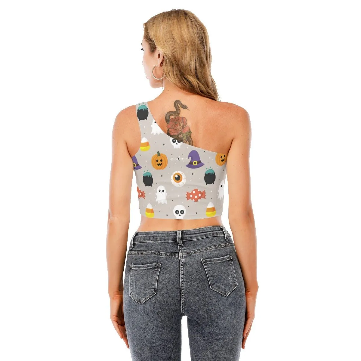 Cute Women's One-Shoulder Cropped Top