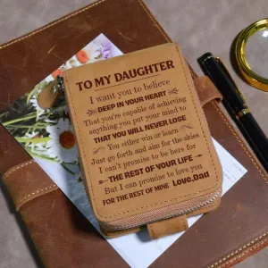 Dad To Daughter - Genuine Premium Leather Zipper Card Wallet