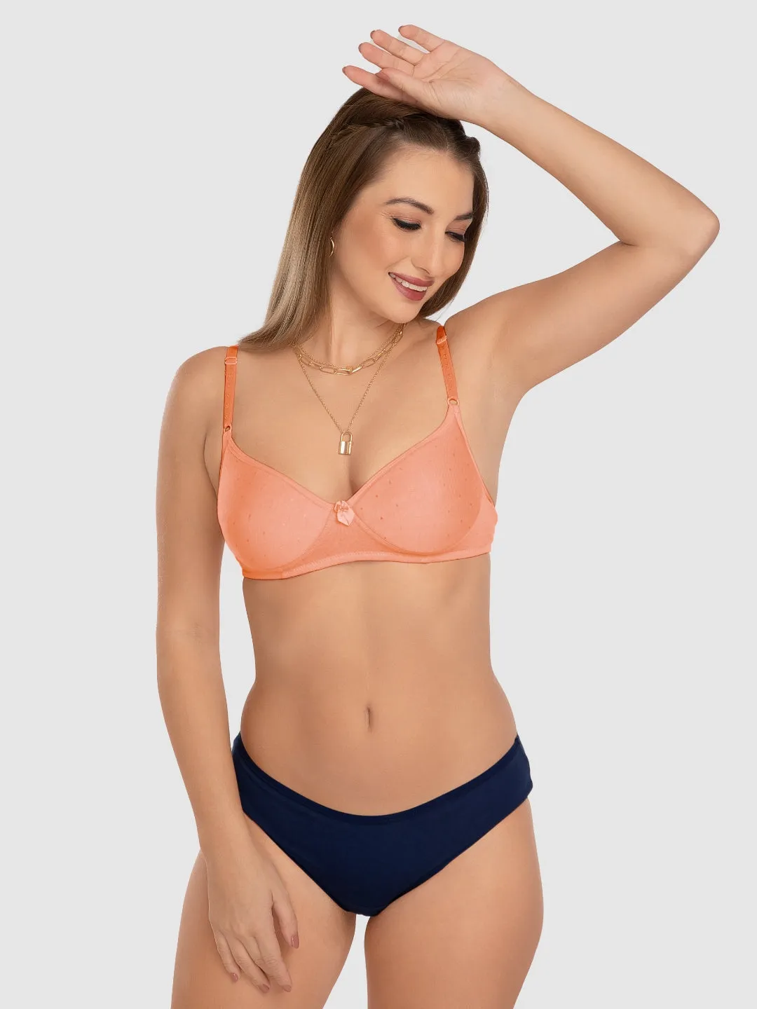 Daisy Dee Peach Padded Non Wired Full Coverage Bra NCHL-Peach