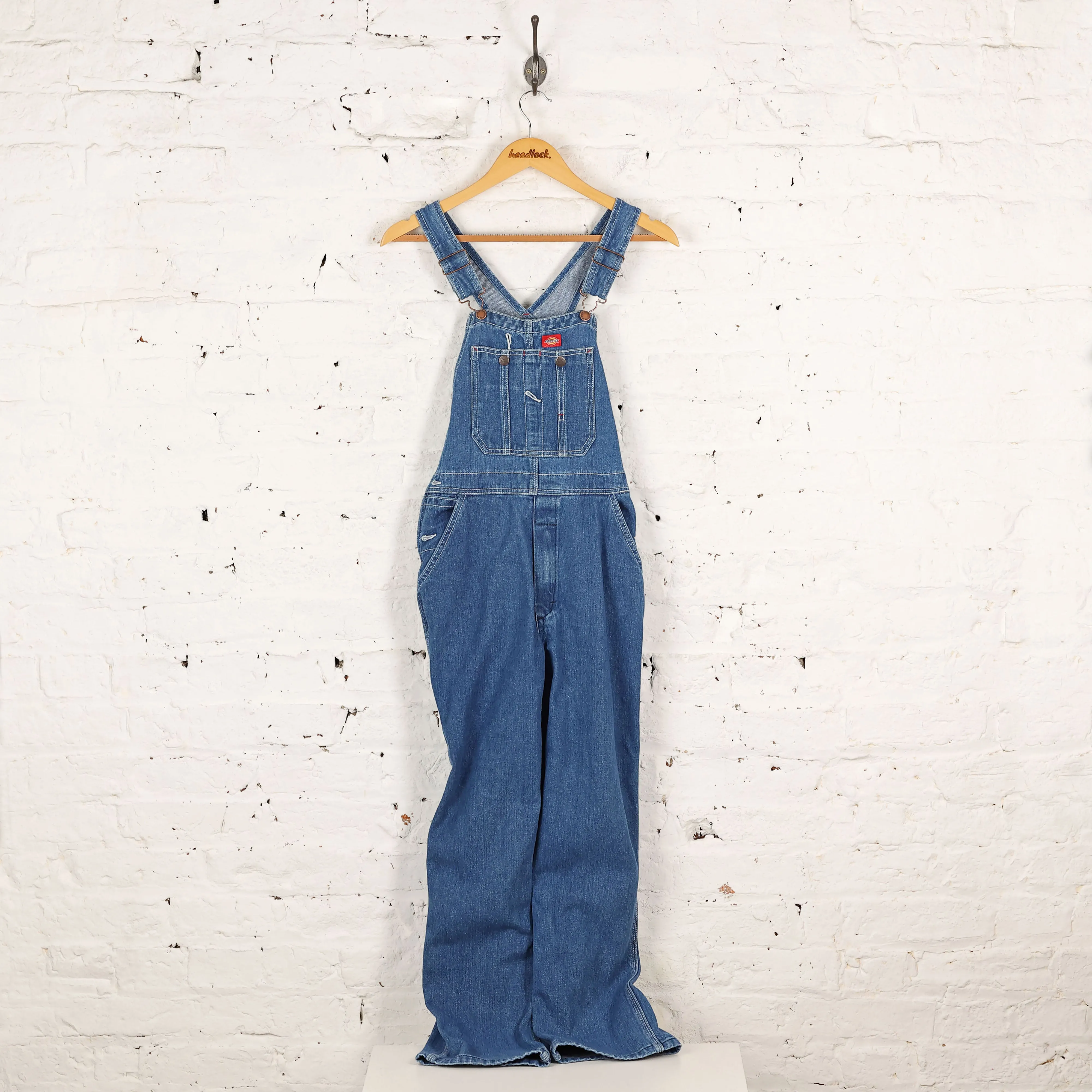 Dickies Full Length Denim Dungarees - Blue - S