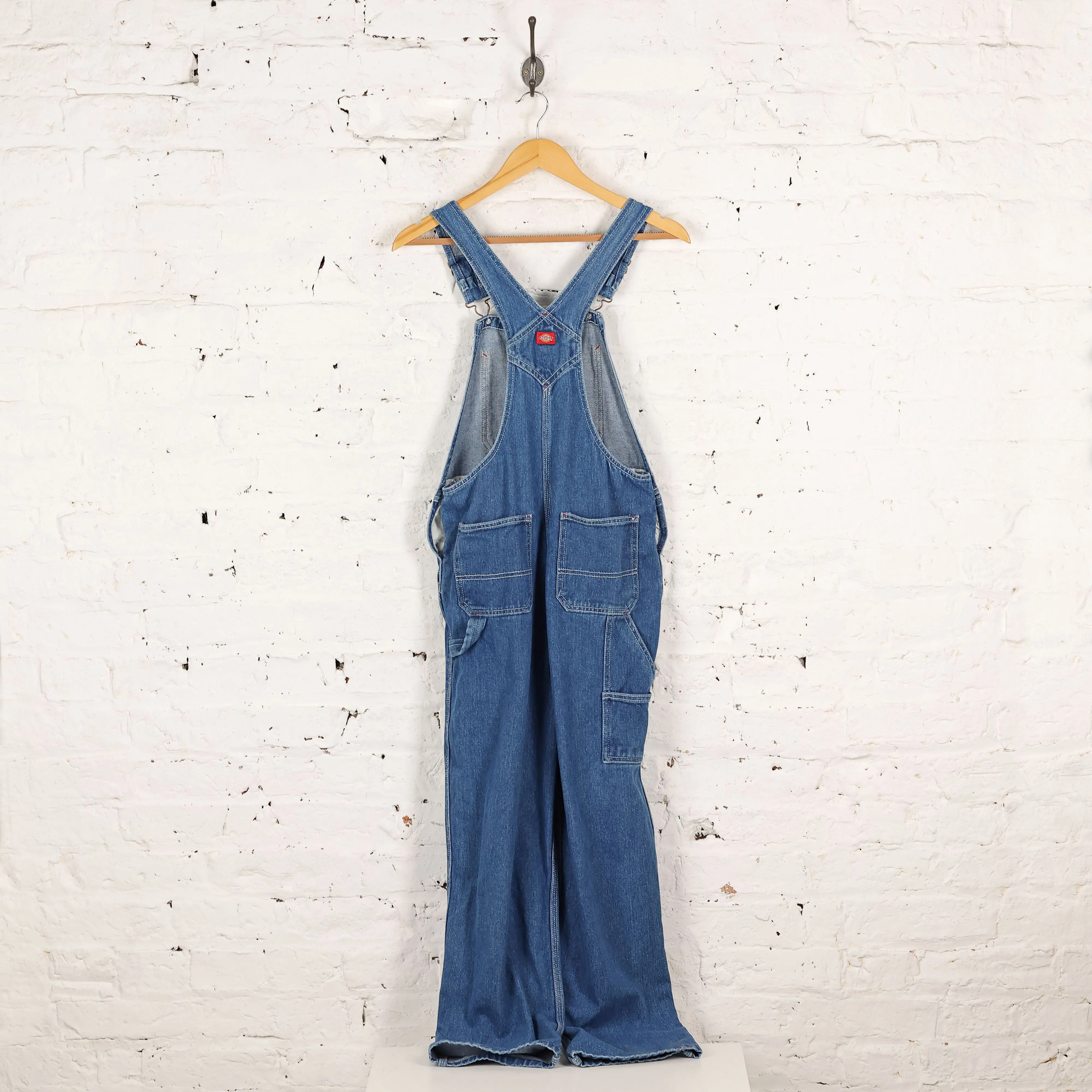 Dickies Full Length Denim Dungarees - Blue - S