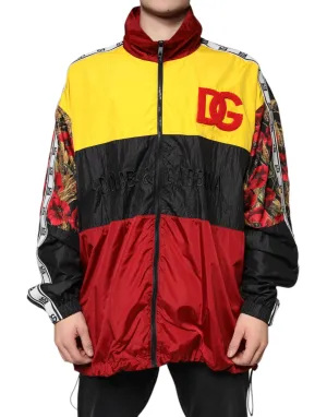 Dolce&Gabbana Men Multicolor Sweater Polyester Patchwork Windbreaker Jacket Sz M
