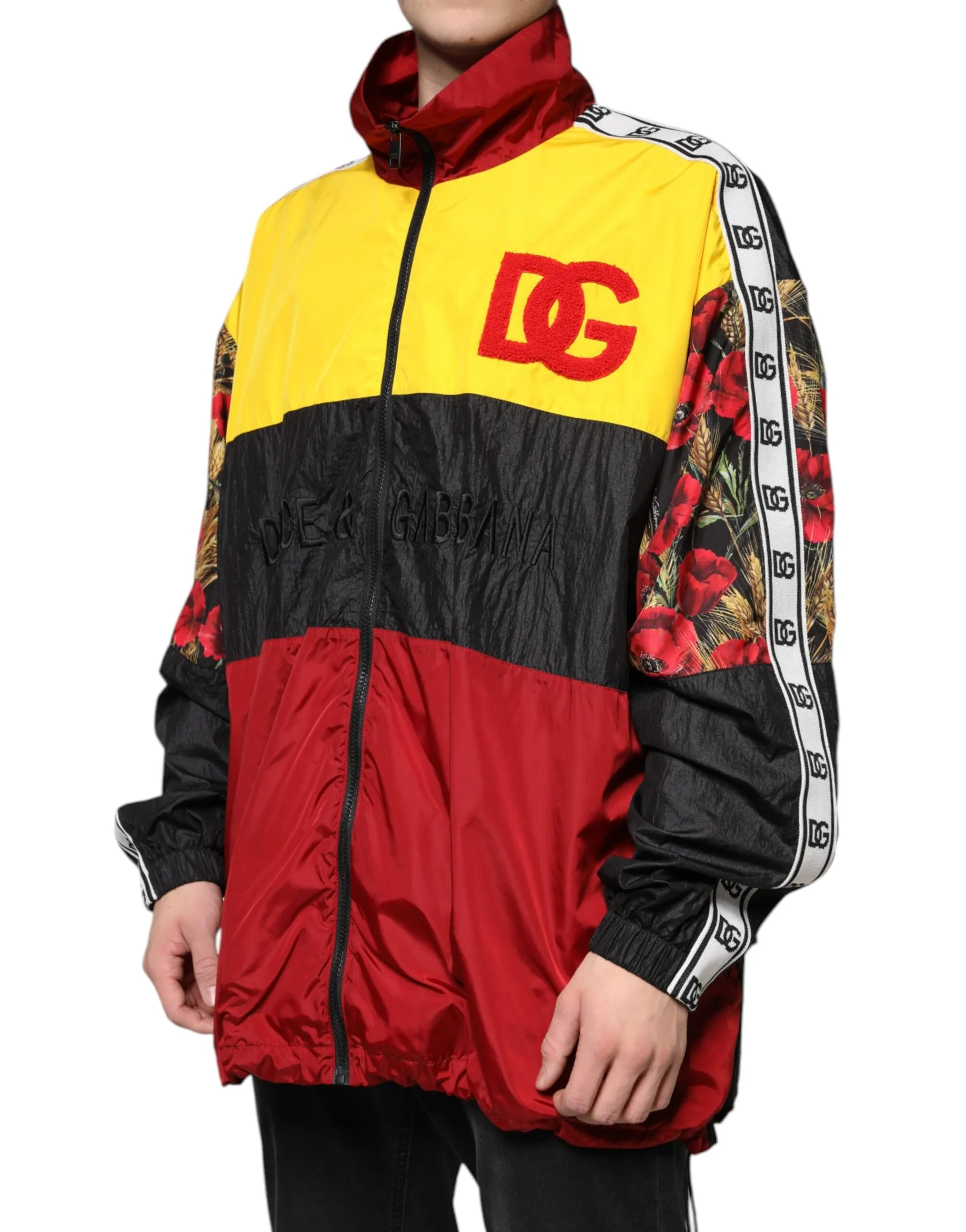 Dolce&Gabbana Men Multicolor Sweater Polyester Patchwork Windbreaker Jacket Sz M