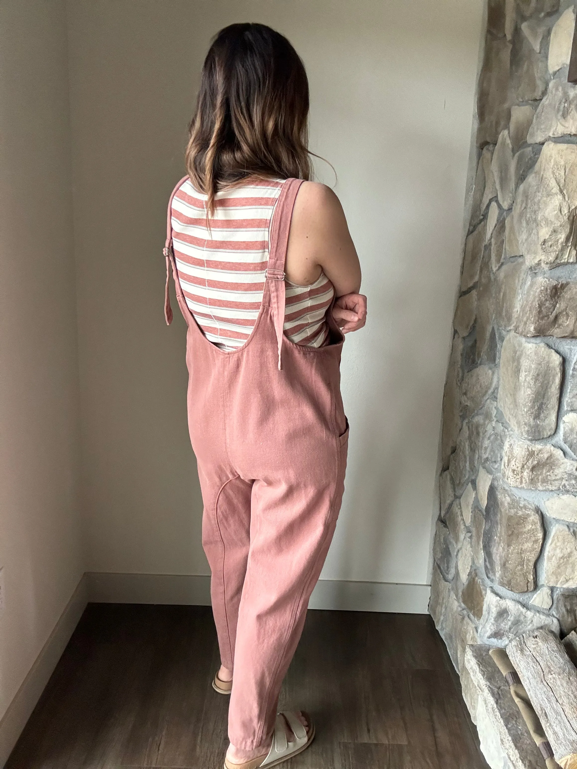 dusty rose high roller jumpsuit