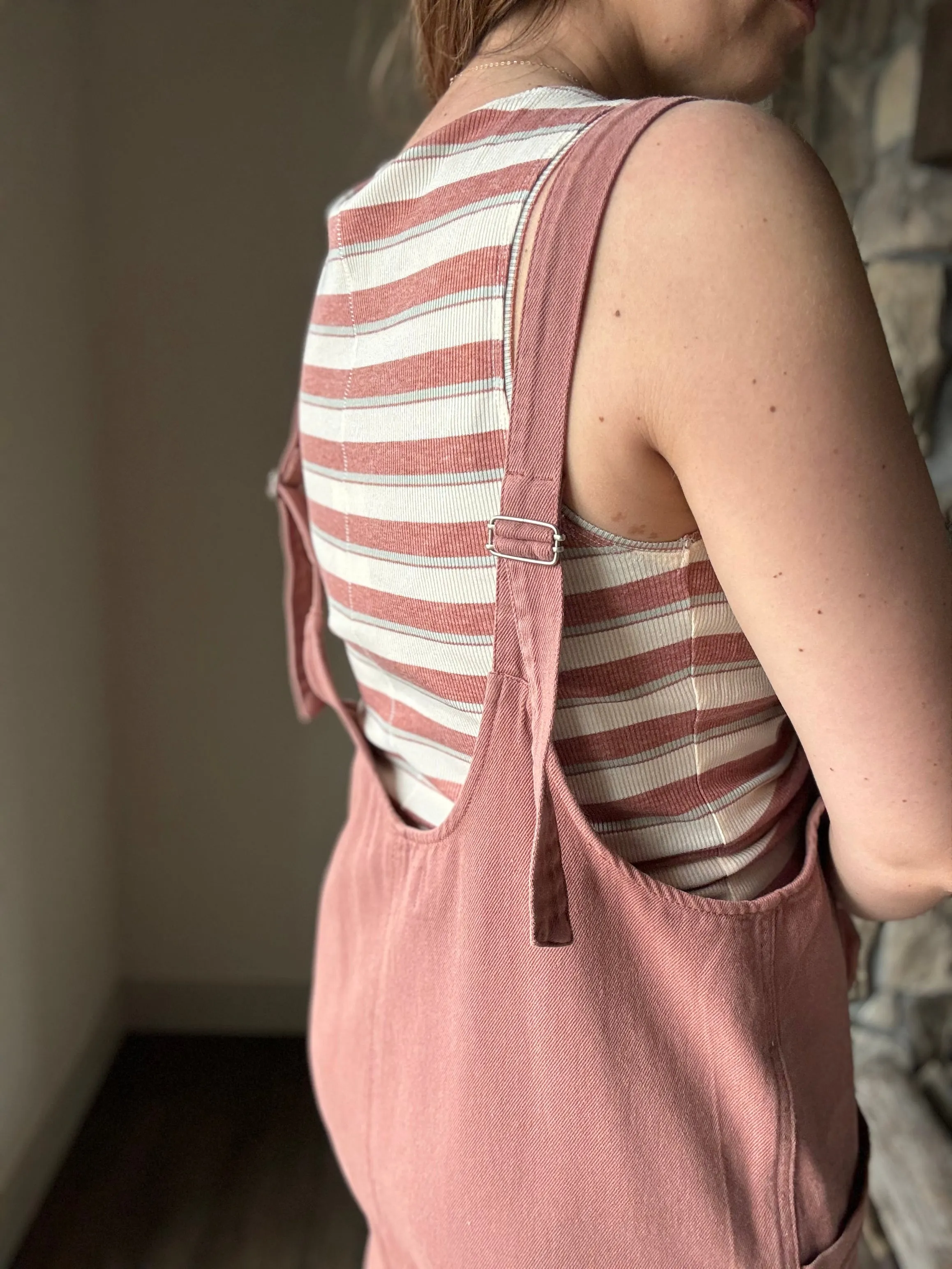 dusty rose high roller jumpsuit