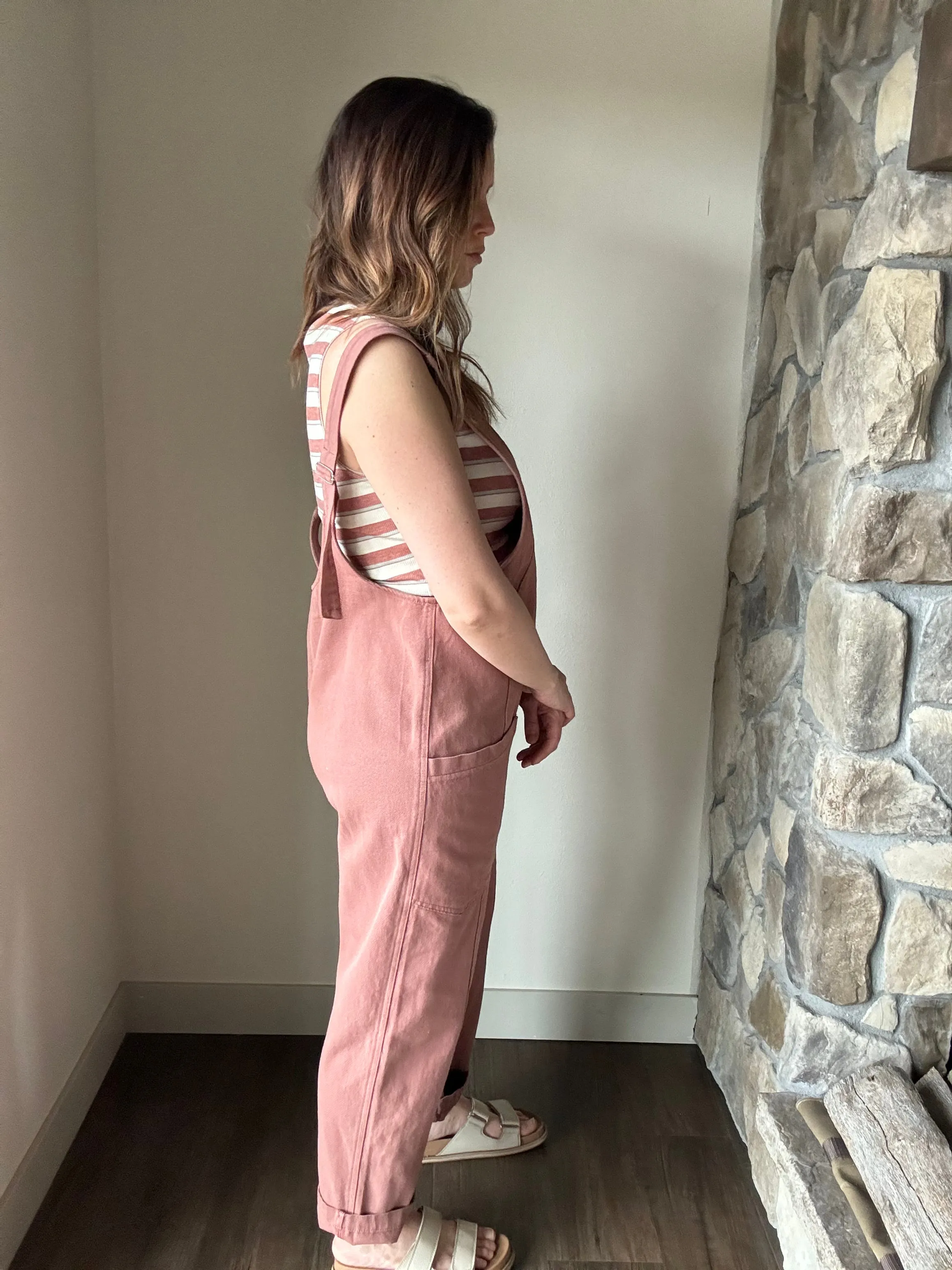 dusty rose high roller jumpsuit