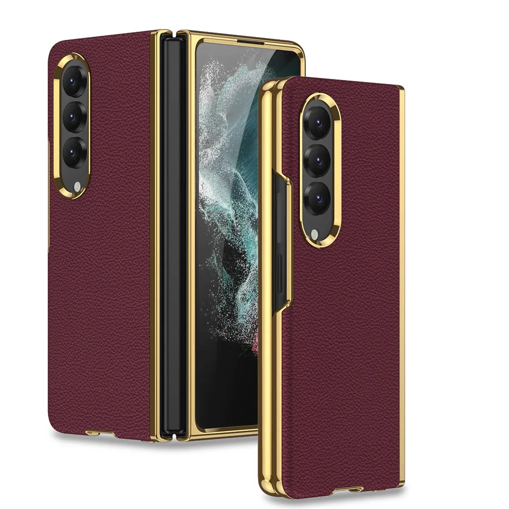 Electroplated Samsung Galaxy Z Fold4 5G Leather Case